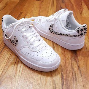 Women’s Nike Court Vision Low Shoes White Leopard Print Size 7